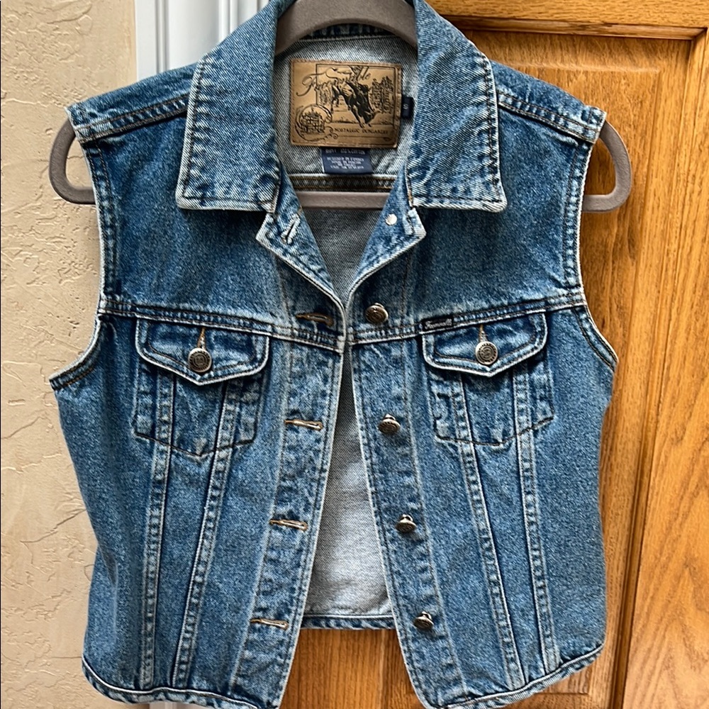 Faconnable Blue Denim Vest with Nostalgic Label
